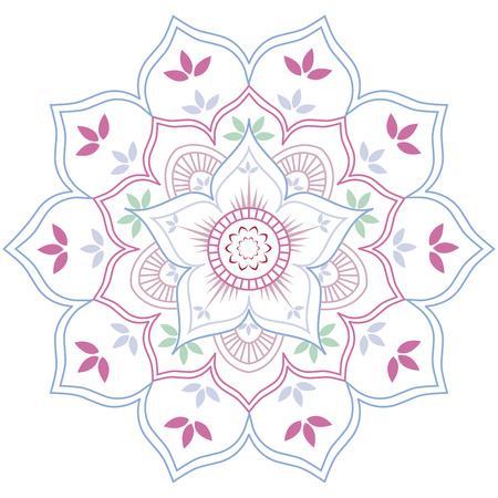 Floral Mandala in soft pastel colorsのイラスト素材