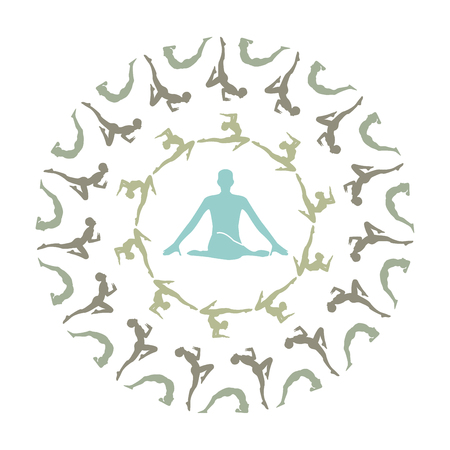 Yoga Mandala- Unique yoga silhouette mandalaのイラスト素材