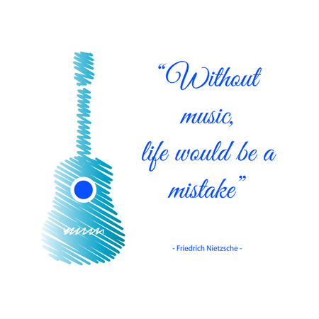 Musical guitar quote. Without music, life would be a mistake.のイラスト素材