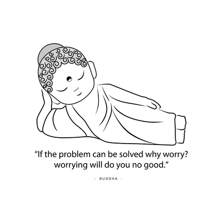 Lying Buddha with quote to inspire.のイラスト素材
