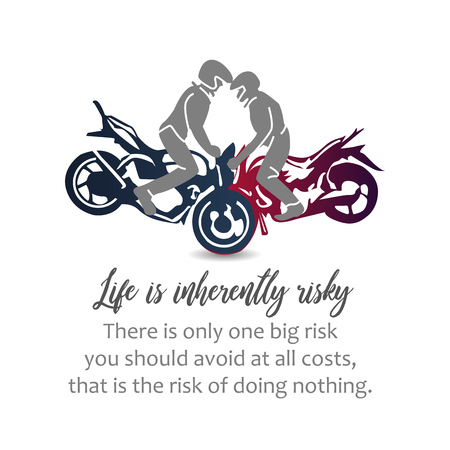 Motorbikers performing stunts- Biker inspirational quotesのイラスト素材