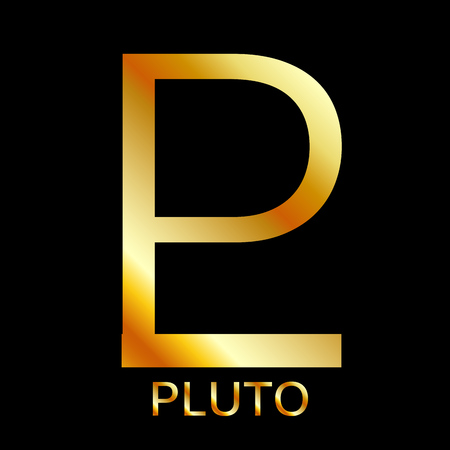 Zodiac and astrology symbol of the planet Pluto in gold colors- astronomical iconのイラスト素材
