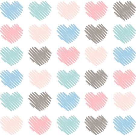 Sketched artistic hearts in soft colors backgroundのイラスト素材