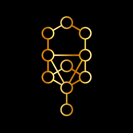 Medieval Qabalistic Tree of Life in gold colors. Arbor Sephirothのイラスト素材