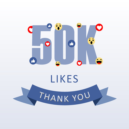 50K Likes Thank you number with emoji and heart- social media gratitude ecardのイラスト素材