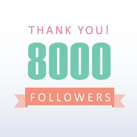8000 followers Thank you number with banner- social media gratitudeのイラスト素材