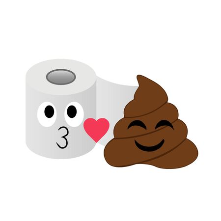 Poop and toilet tissue couple showing loveのイラスト素材