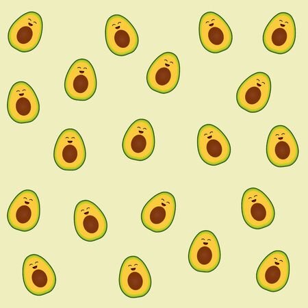 Friendly avocado slices backgroundのイラスト素材