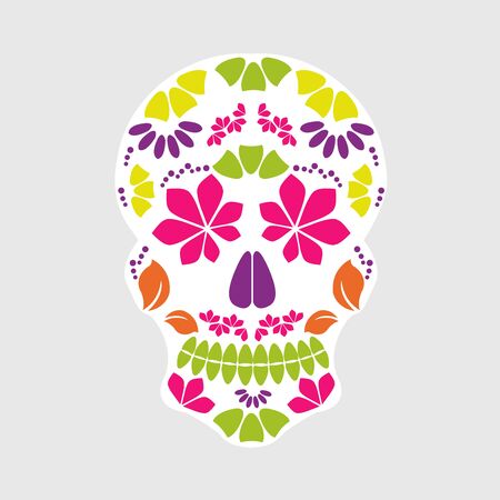 Calavera sugar skull Day of the dead floral skullのイラスト素材