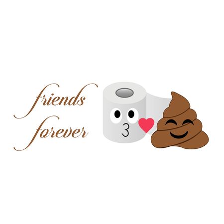 Toilet tissue and poop emoji friends foreverのイラスト素材