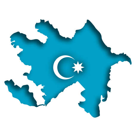 Layered paper Map of Azerbaijan isolated vectorのイラスト素材