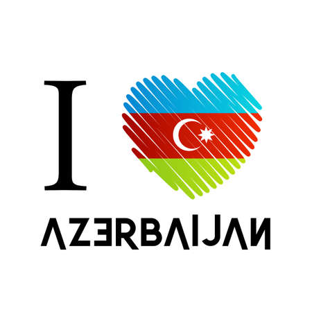 I love Azerbaijan flag color scribbled heartのイラスト素材