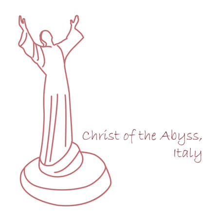 Christ of the Abyss submerged bronze statue of Jesus Christ Italy in Mediterranean Seaのイラスト素材