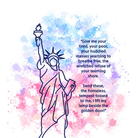 Statue of Liberty sculpture with sonnet colossal neoclassical style statueのイラスト素材