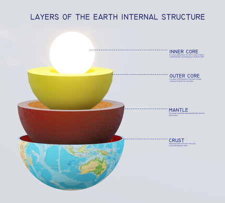 Layers of the Earth internal structure Science Diagram labellingの写真素材
