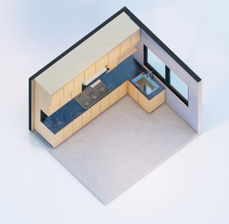 Kitchen cross section 3d renderingの写真素材