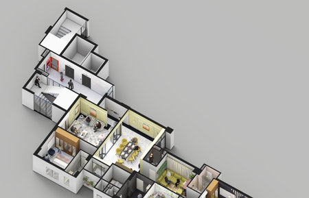 4 bedroom family apartment isometric 3d renderingの写真素材