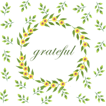 Watercolor Banner with short quote Gratefulのイラスト素材