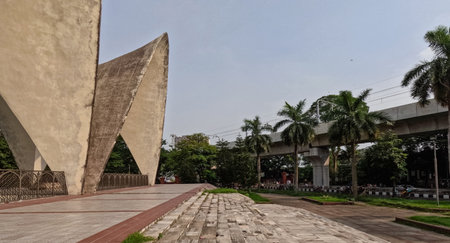 Architecture of Mausoleum of three leaders or Tin Netar Mazar at Shahbag Dhakaの写真素材