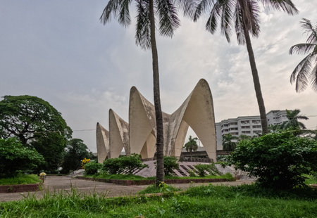 Landscape around Mausoleum of three leaders at Shahbag Dhaka University areaの写真素材