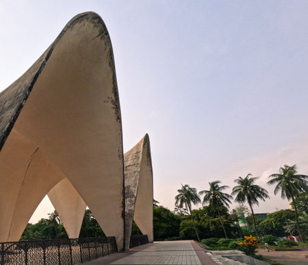 Shell structure of Mausoleum of three leaders at Shahbag Dhaka University areaの写真素材