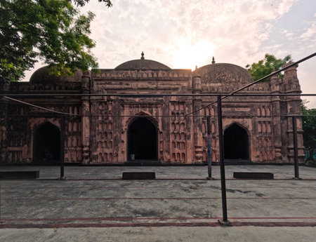 Mughal style courtyard of oldest historic Mosque in Dhaka University Bangladesh