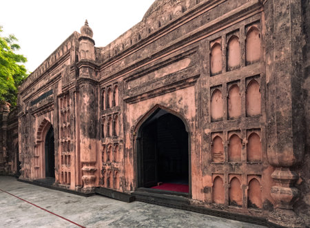 Entry gates to the hall room of Shahbaz Khan Mosque in Dhakaの写真素材