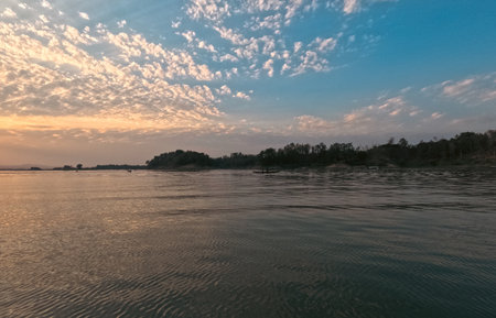 Cinematic sunsets of Natural landscapes of Kaptai lakeの写真素材