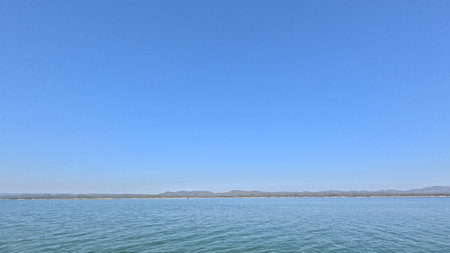 Kaptai lake Rangamati sky and horizonの写真素材