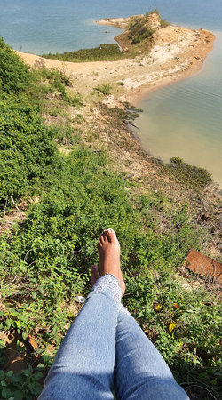 Island hopping vacation social media travel photo in Kaptai Lakeの写真素材