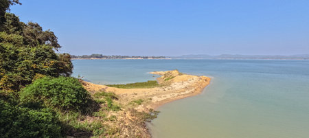 View from a remote island in Kaptai lake Chittagong hill tractsの写真素材