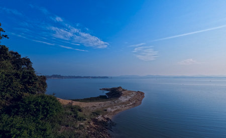 Kaptai lake evening view of horizonの写真素材