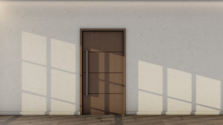 Contemporary style minimalist door with copy space