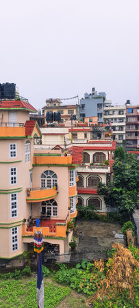 Colorful city houses of Kathmandu, Nepalの写真素材
