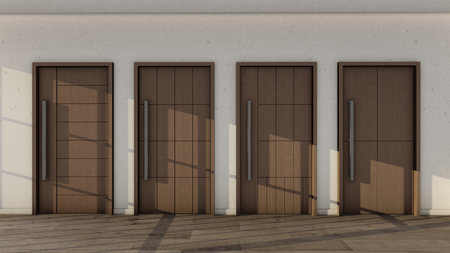 Rendered Collection of Oak and Teak Doors  Elegant Entryway Designの写真素材