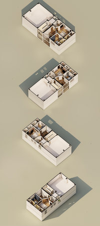 Isometric House Plan with Walk-In Closet Study Room and Terrace- Residential Architecture Modelの写真素材