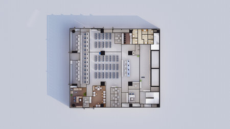 Interior design isometric plan of Commercial office space 3d renderingの写真素材