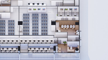 Commercial office space Isometric interior design 3d render closeupの写真素材