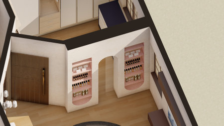 Close up of isometric home interiors 3d renderinの写真素材