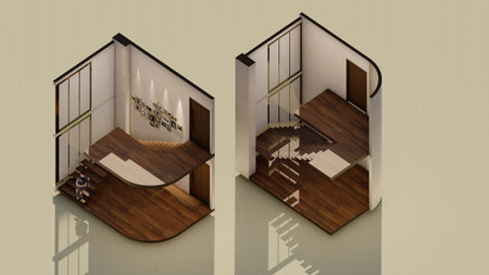 Comparative Analysis of Interior Staircase Designs with Architectural and Spatial Considerationsの写真素材