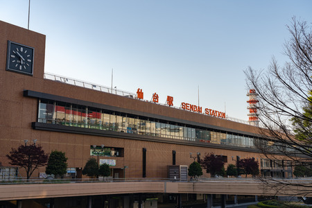 Sendai Station in the morning. It is a stop for all Akita and Tohoku Trains trains. Sendai Station is a major railway station in Aoba-ku, Sendai, Miyagi Prefecture, Japanのeditorial素材