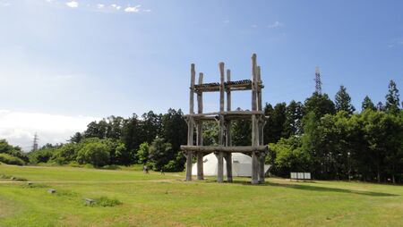 Sannai-Maruyama site, reconstructed of houses, pillar-supported buildings, mounds, and burial pits and jars were unearthed . A Jomon period archaeological site in Aomori Prefecture, Japan.のeditorial素材