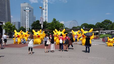 Pikachu Outbreak 2017. A real-world event organized by The Pokemon Company in Yokohama Minato Mirai 21 area, Japan between August 9th and August 15th, 2017