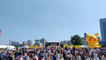 Pikachu Outbreak 2017. A real-world event organized by The Pokemon Company in Yokohama Minato Mirai 21 area, Japan between August 9th and August 15th, 2017のeditorial素材