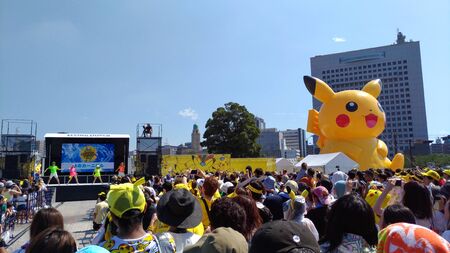 Pikachu Outbreak 2017. A real-world event organized by The Pokemon Company in Yokohama Minato Mirai 21 area, Japan between August 9th and August 15th, 2017のeditorial素材