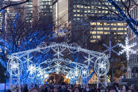 Festival of the Lights in Osaka. The winter illumination events, Midosuji Illumination and Hikari Renaissance. popular tourist attraction, travel destination for vacationのeditorial素材