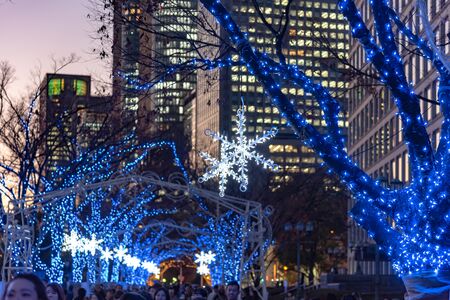 Festival of the Lights in Osaka. The winter illumination events, Midosuji Illumination and Hikari Renaissance. popular tourist attraction, travel destination for vacationのeditorial素材