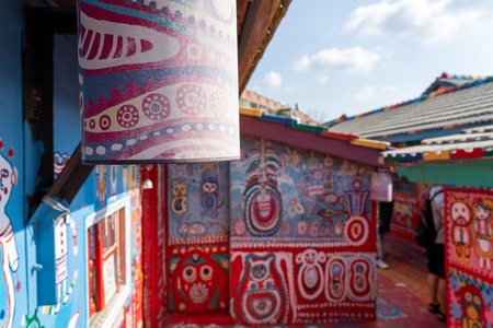 Rainbow Village. graffiti Colourful painted on the house. A popular travel destination where people can view colorful paintings and illustrations on the walls. Taichung, Taiwanのeditorial素材