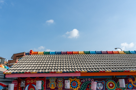 Rainbow Village. graffiti Colourful painted on the house. A popular travel destination where people can view colorful paintings and illustrations on the walls. Taichung, Taiwanのeditorial素材