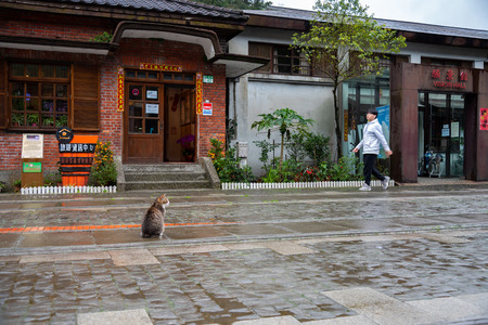 The village is the pingxi Train Line, leaving from Ruifang district, New Taipei City, Taiwan.のeditorial素材
